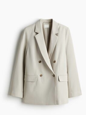 H&M Double-Breasted Blazer in Light Cream